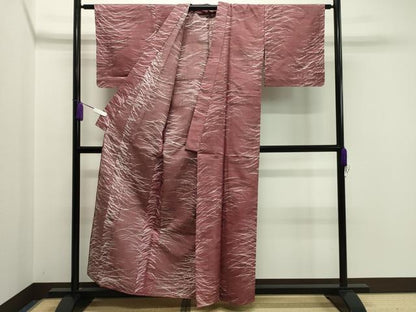 平和屋着物▽上質な小紋　単衣　紬地　ろうけつ染め　芝草文　正絹　逸品　未使用　CAAV8886gh