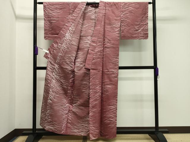 平和屋着物▽上質な小紋　単衣　紬地　ろうけつ染め　芝草文　正絹　逸品　未使用　CAAV8886gh