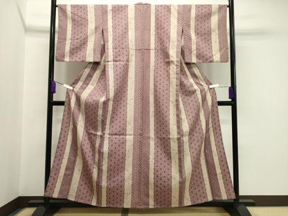 平和屋着物▽小紋　単衣　南天吉祥間道　洗える着物　CAAV8891gh