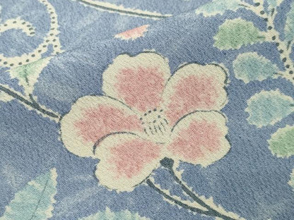 平和屋着物▽小紋 単衣 花唐草文 洗える着物 CAAV8892gh
