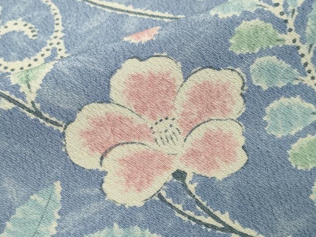 平和屋着物▽小紋 単衣 花唐草文 洗える着物 CAAV8892gh