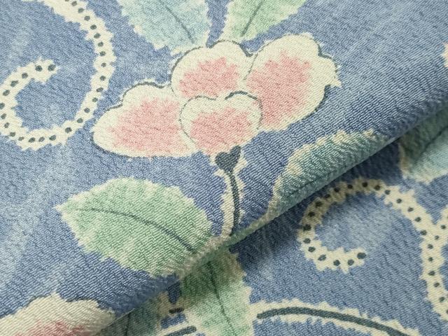 平和屋着物▽小紋 単衣 花唐草文 洗える着物 CAAV8892gh