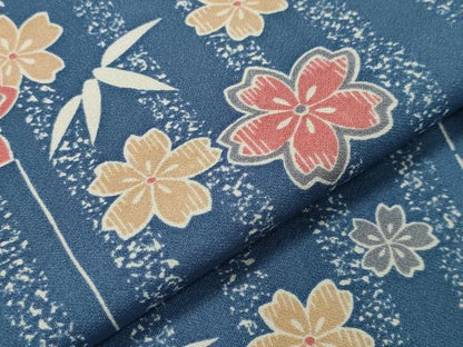 平和屋着物▽小紋 単衣 舞桜笹文 洗える着物 CAAV8896gh