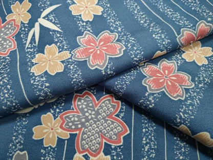平和屋着物▽小紋 単衣 舞桜笹文 洗える着物 CAAV8896gh