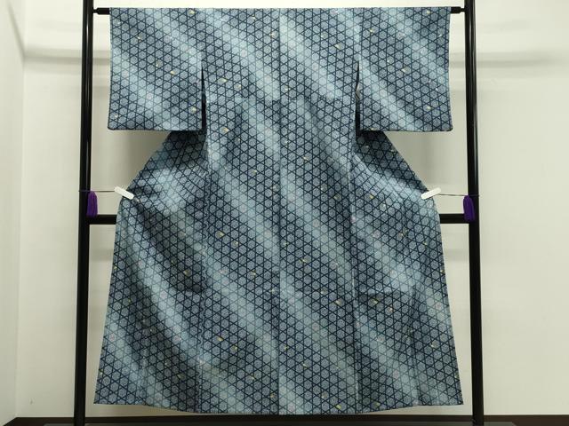 平和屋着物▽小紋　単衣　籠目舞桜文　洗える着物　CAAV8899gh