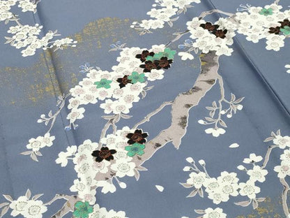 平和屋着物▽訪問着 単衣 枝桜文 金彩 洗える着物 CAAV8900gh