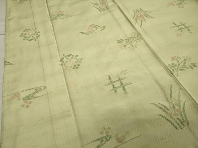 平和屋着物▽上質な紬 単衣 花鳥文 正絹 逸品 CAAV8901gh