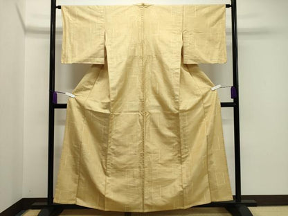平和屋着物▽上質な紬 単衣 色紙重ね吉祥文 正絹 逸品 CAAV8905gh