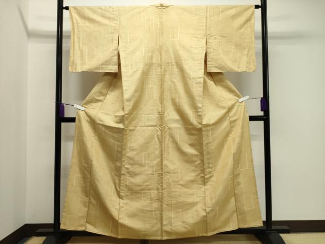 平和屋着物▽上質な紬 単衣 色紙重ね吉祥文 正絹 逸品 CAAV8905gh