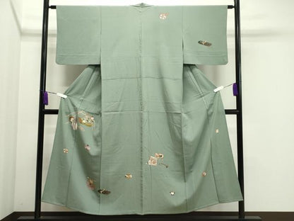 平和屋着物▽訪問着 単衣 作家物 刺繍 器物文 金彩 正絹 逸品 CAAV8906gh
