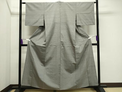 平和屋着物▽結城紬 単衣 銀鼠色 正絹 逸品 CAAV8907gh