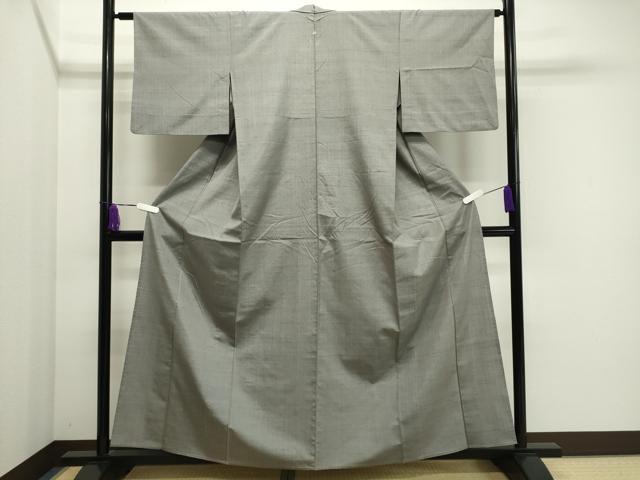平和屋着物▽結城紬 単衣 銀鼠色 正絹 逸品 CAAV8907gh