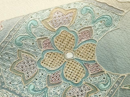 平和屋着物▽中国三大刺繍 スワトウ刺繍 総刺繍 訪問着 単衣 蜀江花唐草文 暈し染め 正絹 逸品 CAAV8909gh