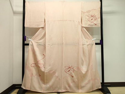 平和屋着物▽訪問着 単衣 刺繍 道長結び紐文 正絹 逸品 CAAV8910gh