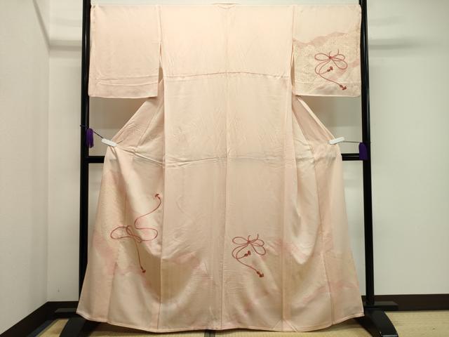 平和屋着物▽訪問着 単衣 刺繍 道長結び紐文 正絹 逸品 CAAV8910gh