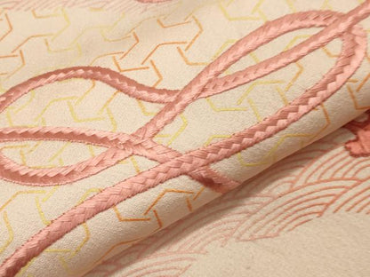 平和屋着物▽訪問着 単衣 刺繍 道長結び紐文 正絹 逸品 CAAV8910gh