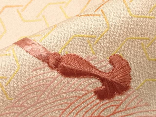 平和屋着物▽訪問着 単衣 刺繍 道長結び紐文 正絹 逸品 CAAV8910gh