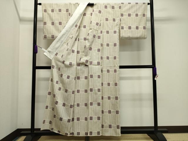平和屋着物▽本塩沢 単衣 吉祥文 正絹 逸品 CAAV8917gh