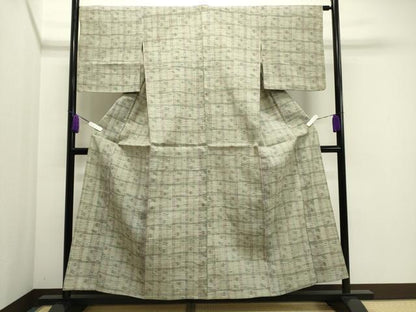 平和屋着物▽上質な紬 単衣 琉球絣文様 正絹 逸品 CAAV8918gh
