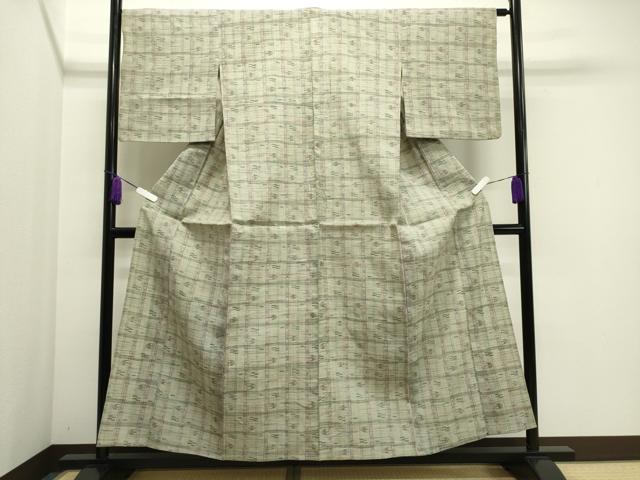 平和屋着物▽上質な紬 単衣 琉球絣文様 正絹 逸品 CAAV8918gh
