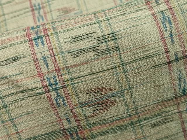 平和屋着物▽上質な紬 単衣 琉球絣文様 正絹 逸品 CAAV8918gh