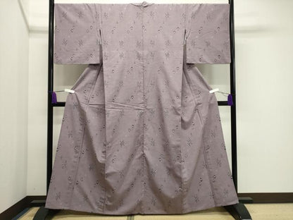 平和屋着物▽ぜんまい紬 単衣 吉祥文 正絹 逸品 CAAV8920gh