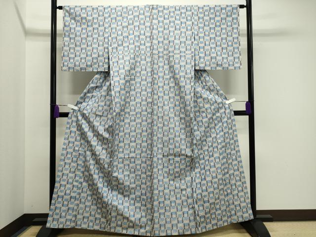 平和屋着物▽上質な紬　単衣　吉祥文　正絹　逸品　CAAV8922gh