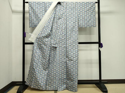 平和屋着物▽上質な紬　単衣　吉祥文　正絹　逸品　CAAV8922gh