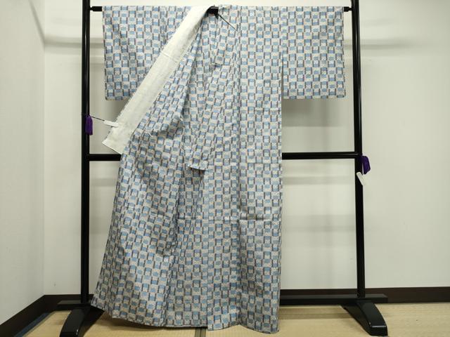 平和屋着物▽上質な紬　単衣　吉祥文　正絹　逸品　CAAV8922gh