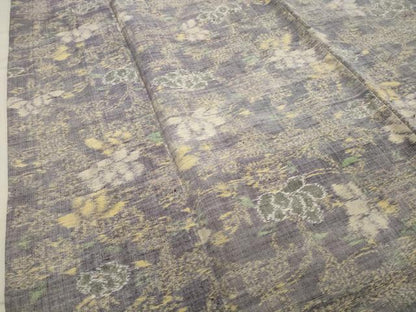 平和屋着物▽上質な紬 単衣 枝花文 正絹 逸品 CAAV8924gh