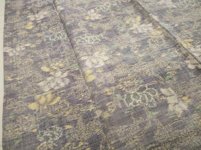 平和屋着物▽上質な紬 単衣 枝花文 正絹 逸品 CAAV8924gh