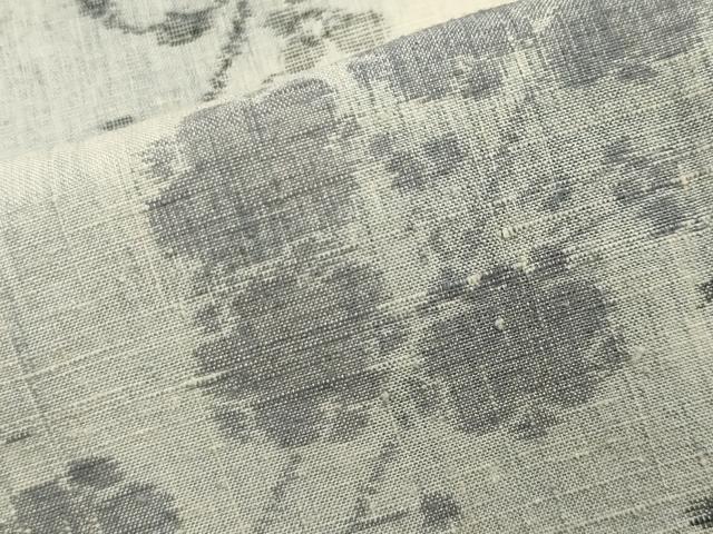 平和屋着物▽上質な紬　単衣　枝梅文　正絹　逸品　CAAV8925gh