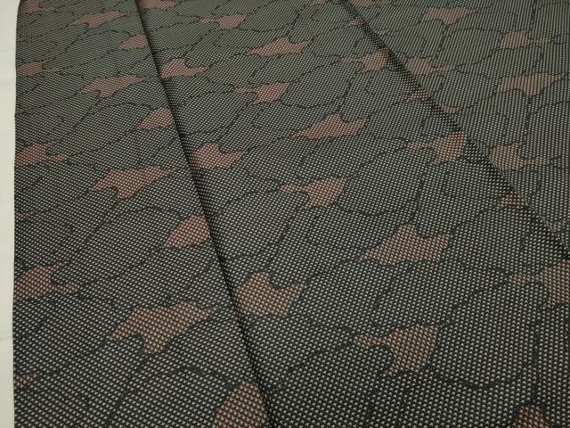 平和屋着物▽上質な紬 単衣 雲重ね文 黒地 正絹 逸品 CAAV8926gh