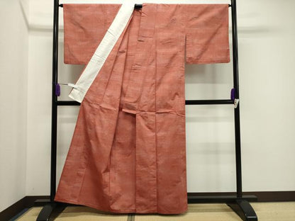 平和屋着物▽上質な紬　単衣　縞　正絹　逸品　CAAV8928gh