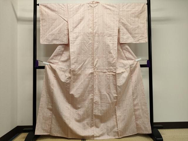 平和屋着物▽上質な紬 単衣 笹竹文 正絹 逸品 未使用 CAAV8930gh