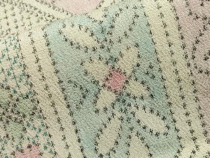 平和屋着物▽本塩沢 単衣 吉祥花唐草文 正絹 逸品 未使用 CAAV8931gh