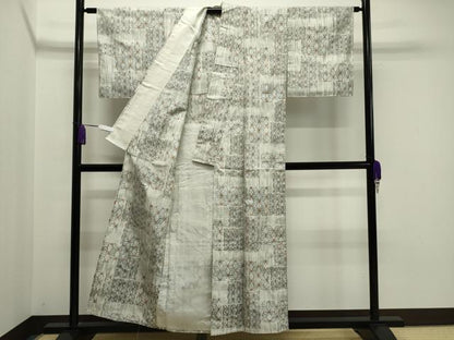平和屋着物▽上質な紬 単衣 麻の葉文様 正絹 逸品 未使用 CAAV8938gh