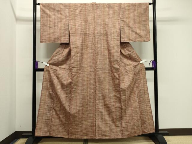 平和屋着物▽上質な紬 単衣 格子柄 正絹 逸品 CAAV8939gh