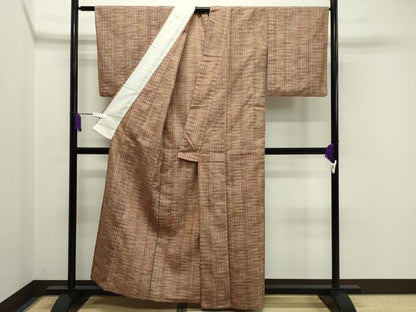 平和屋着物▽上質な紬 単衣 格子柄 正絹 逸品 CAAV8939gh