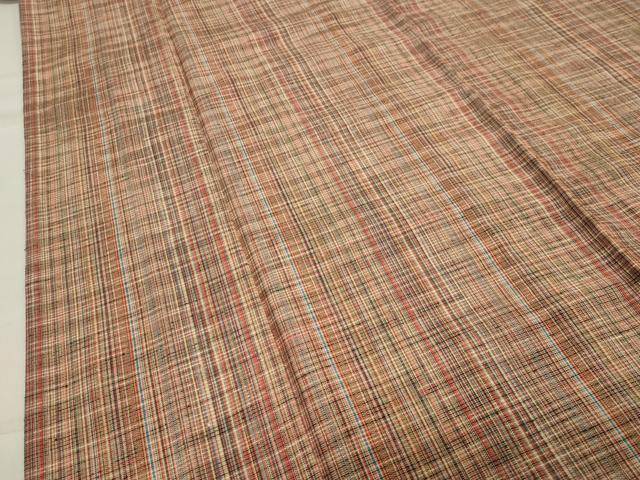 平和屋着物▽上質な紬 単衣 格子柄 正絹 逸品 CAAV8939gh