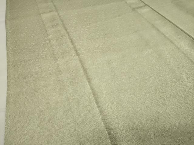 平和屋着物▽上質な色無地 単衣 紗綾形草花地紋 若芽色 正絹 逸品 CAAV8942gh