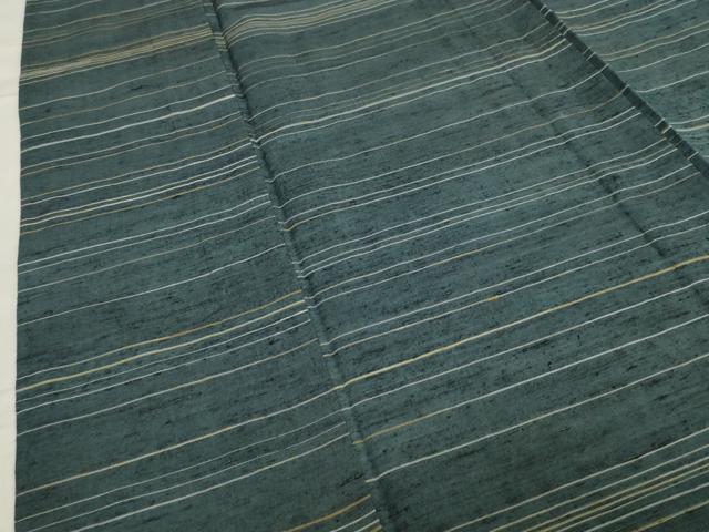 平和屋着物▽上質な紬 単衣 横段文 正絹 逸品 CAAV8944gh