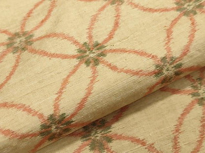 平和屋着物▽上質な紬 単衣 七宝花文 正絹 逸品 CAAV8948gh