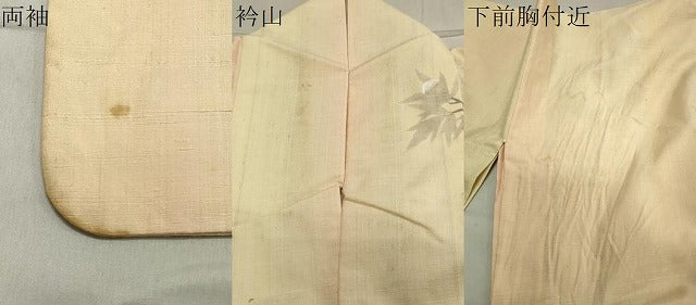 平和屋着物▽訪問着　単衣　紬地　作家物　手描き　孔雀花文　正絹　逸品　CAAV8949gh