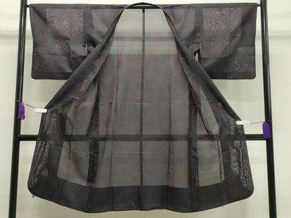 平和屋着物▽道行コート スリーシーズン 春夏秋 塵除け 紗 霞文 ロング丈 正絹 逸品 CAAV8950gh