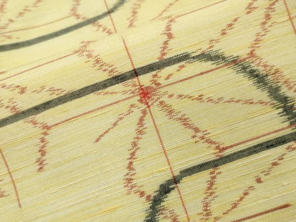 平和屋着物▽上質な紬 単衣 エ霞麻の葉文様 正絹 逸品 未使用 CAAV8956gh