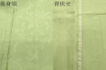 平和屋着物▽上質な色無地 単衣 更紗花唐草地紋 若菜色 正絹 逸品 未使用 CAAV8960gh