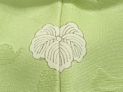 平和屋着物▽上質な色無地 単衣 更紗花唐草地紋 若菜色 正絹 逸品 未使用 CAAV8960gh