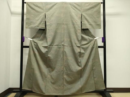 平和屋着物▽上質なお召 単衣 縞 正絹 逸品 CAAV8968gh