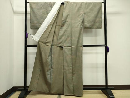 平和屋着物▽上質なお召 単衣 縞 正絹 逸品 CAAV8968gh